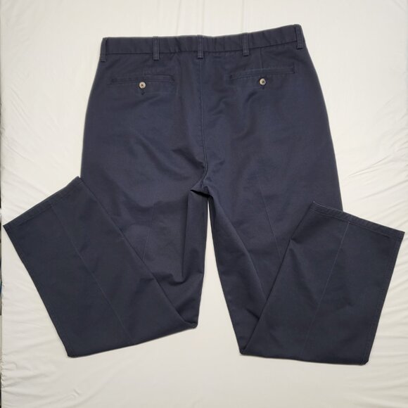 St Johns Bay Pants Worry Free 38 X 34 Classic Fit Chino Pleated Cotton Navy Blue - Picture 9 of 15